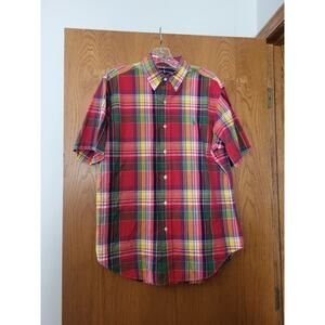 Vintage Polo Ralph Lauren Short Sleeve Multicolor Plaid Button Shirt EUC Medium